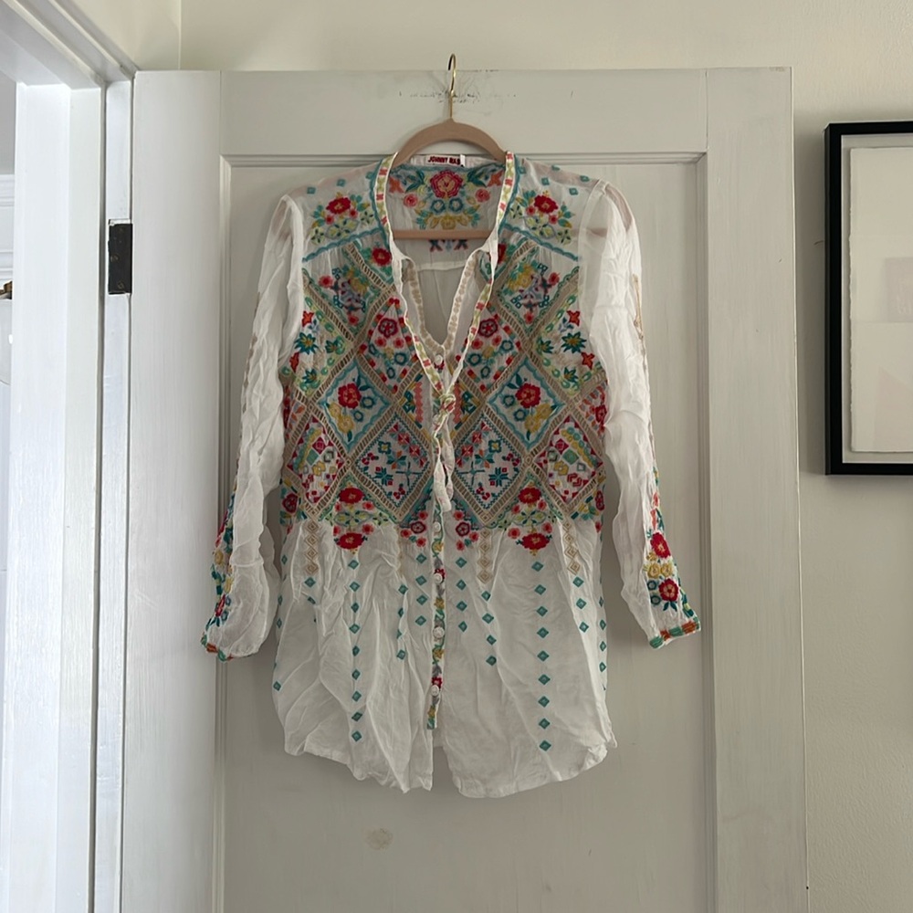 Johnny Was embroidered blouse